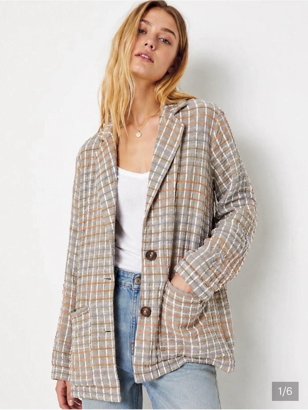 Free People Better Together Plaid Jacket SZ Small